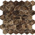 2 x 2 Polished Emperador Dark Marble Hexagon Mosaic Tile